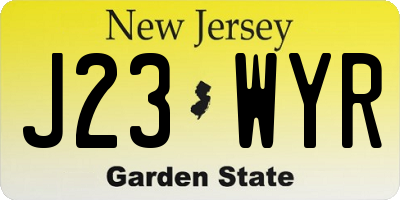 NJ license plate J23WYR