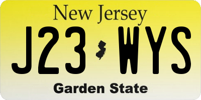 NJ license plate J23WYS