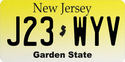 NJ license plate J23WYV