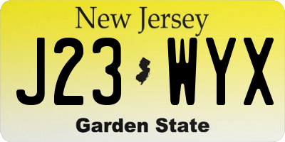 NJ license plate J23WYX
