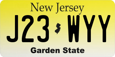 NJ license plate J23WYY