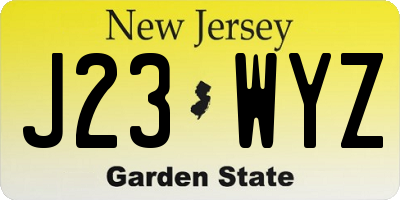 NJ license plate J23WYZ