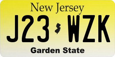 NJ license plate J23WZK