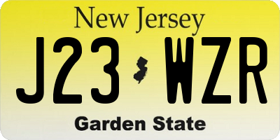 NJ license plate J23WZR