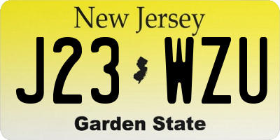 NJ license plate J23WZU