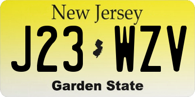 NJ license plate J23WZV