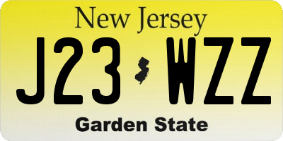 NJ license plate J23WZZ
