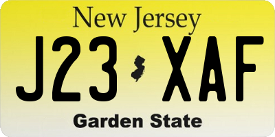 NJ license plate J23XAF
