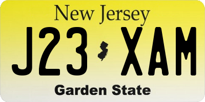 NJ license plate J23XAM