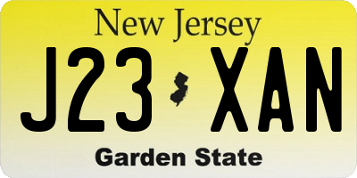NJ license plate J23XAN