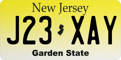 NJ license plate J23XAY