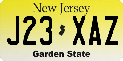 NJ license plate J23XAZ