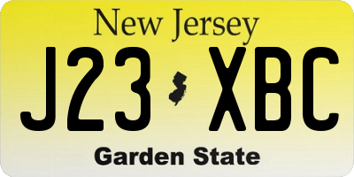 NJ license plate J23XBC