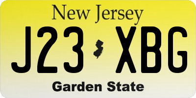 NJ license plate J23XBG