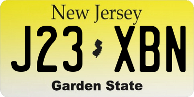NJ license plate J23XBN