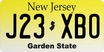 NJ license plate J23XBO
