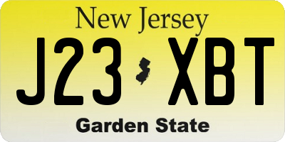 NJ license plate J23XBT