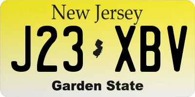 NJ license plate J23XBV
