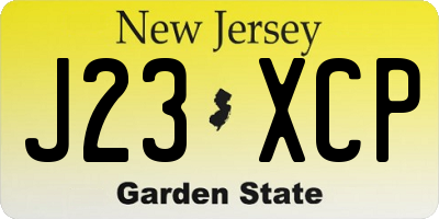 NJ license plate J23XCP