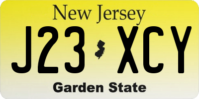 NJ license plate J23XCY