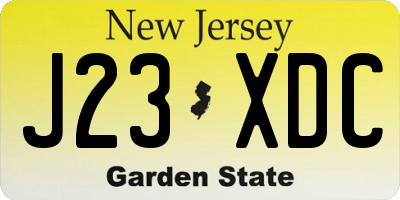 NJ license plate J23XDC