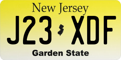 NJ license plate J23XDF