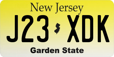 NJ license plate J23XDK