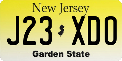 NJ license plate J23XDO