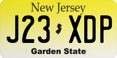 NJ license plate J23XDP