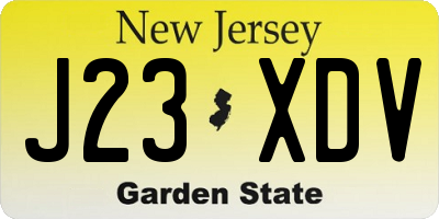 NJ license plate J23XDV