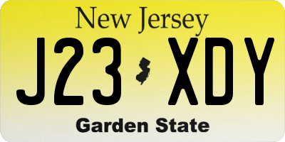 NJ license plate J23XDY