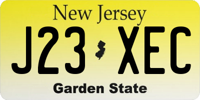 NJ license plate J23XEC