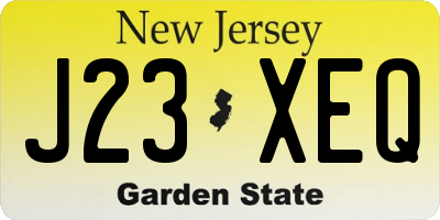 NJ license plate J23XEQ