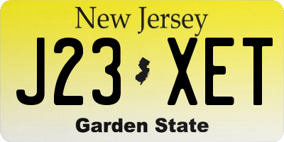 NJ license plate J23XET