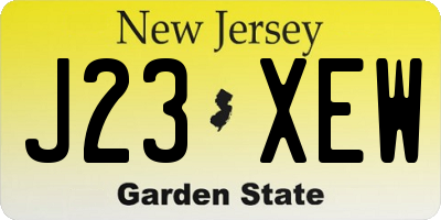 NJ license plate J23XEW