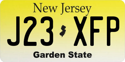 NJ license plate J23XFP