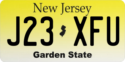 NJ license plate J23XFU