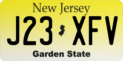 NJ license plate J23XFV