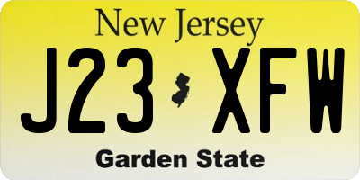 NJ license plate J23XFW