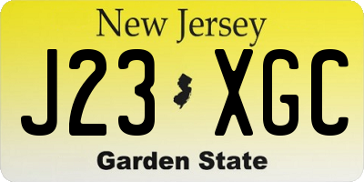 NJ license plate J23XGC
