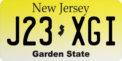 NJ license plate J23XGI