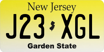 NJ license plate J23XGL
