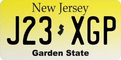 NJ license plate J23XGP