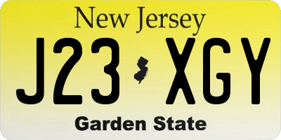 NJ license plate J23XGY