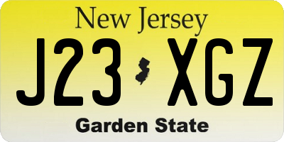 NJ license plate J23XGZ
