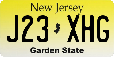 NJ license plate J23XHG