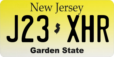 NJ license plate J23XHR