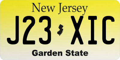 NJ license plate J23XIC