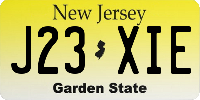 NJ license plate J23XIE