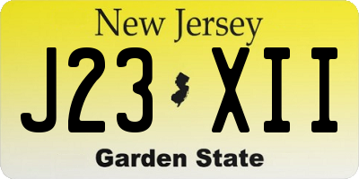 NJ license plate J23XII